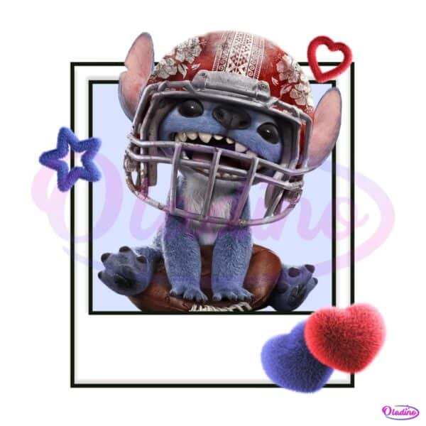 Cute Blue Alien Disney Stitch Football Polaroid PNG