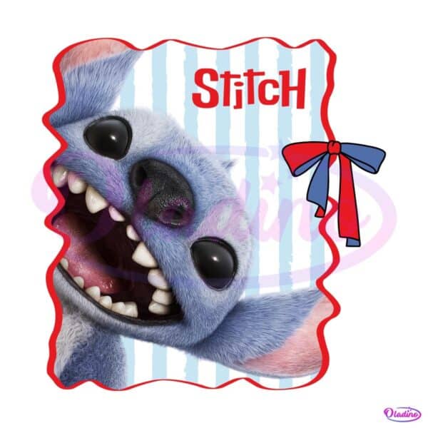 Cute Disney Stitch Blue Alien Fluffy Cartoon Frame PNG