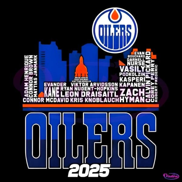 Edmonton Oilers Skyline Players Name 2025 PNG