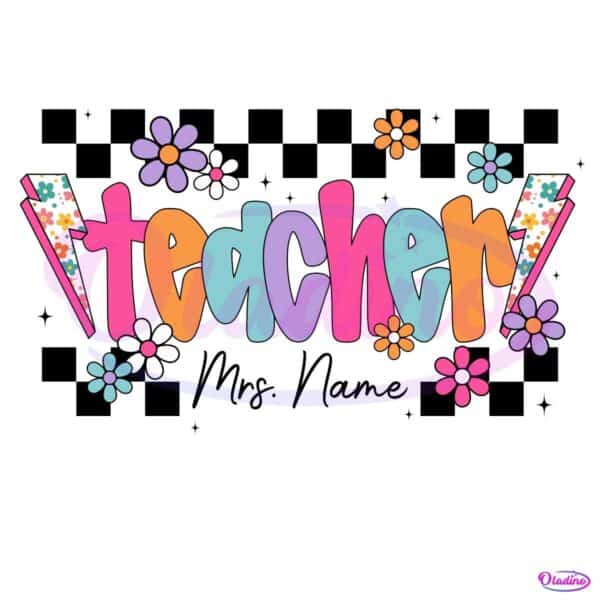 Floral Teacher Name Custom PNG Design