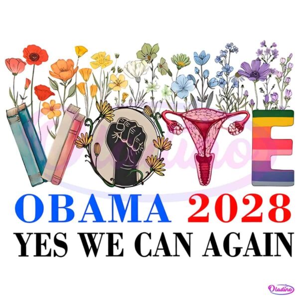 Floral Vote Obama 2028 Yes We Can Again PNG