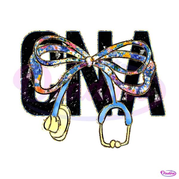 Glitter Floral Cna Nurse Coquette Stethoscope Bow PNG