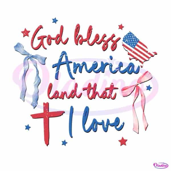 God Bless America Bow Cross PNG