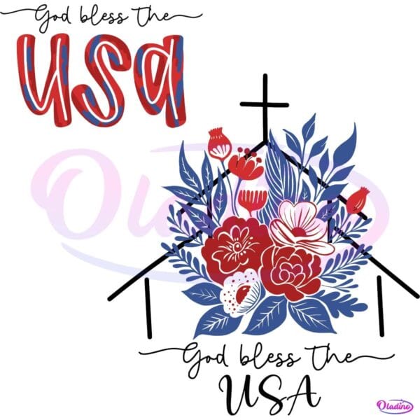 God Bless The Usa Floral Christian America PNG