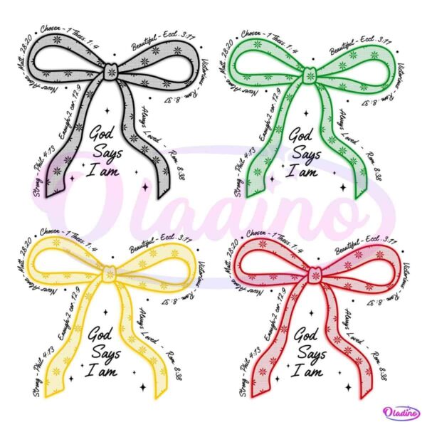 God Says I Am Lace Coquette Bow PNG
