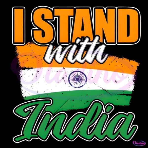 I Stand With India Vintage Flag PNG