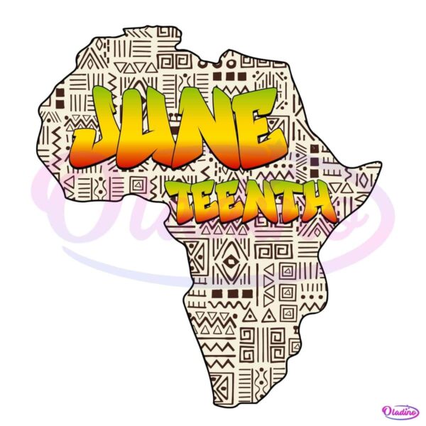 Juneteenth Africa Map Afro Pattern Freedom Since 1865 PNG