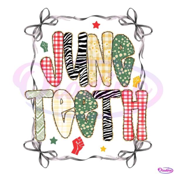 Juneteenth Coquette Patchwork Bow PNG