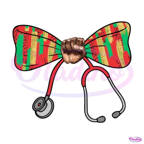 Juneteenth Nurse Life African American History Bow Stethoscope PNG