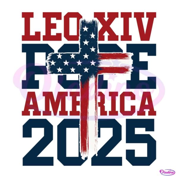 Leo Xiv Pope America 2025 Patriotic Cross PNG