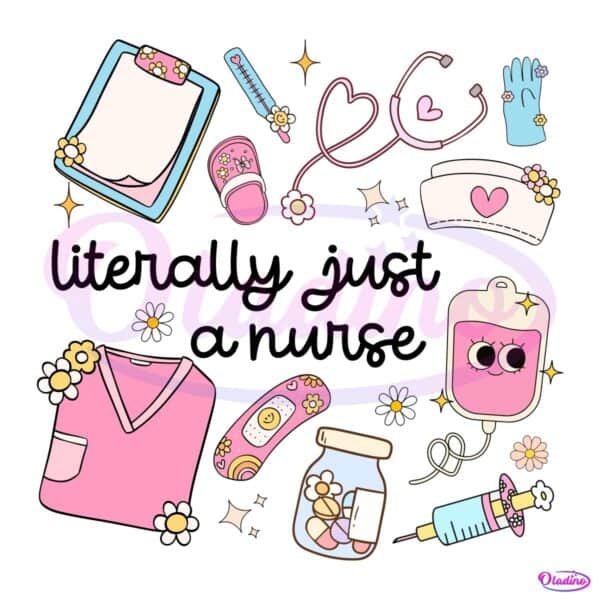 Literally Just A Nurse Cute Doodle Pink Coquette PNG