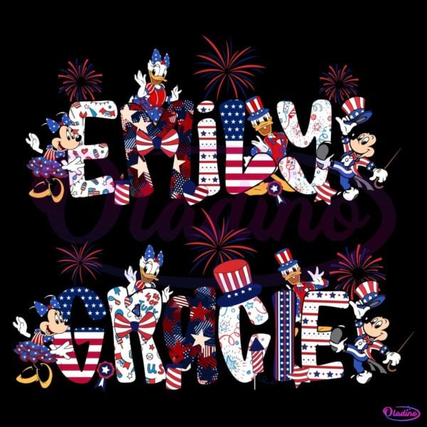 Mouse And Friends 4Th Of July Red White And Blue Family PNG