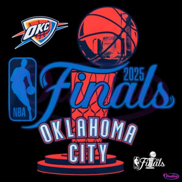 Oklahoma City Thunder 2025 Nba Finals Logoman Vintage Style PNG