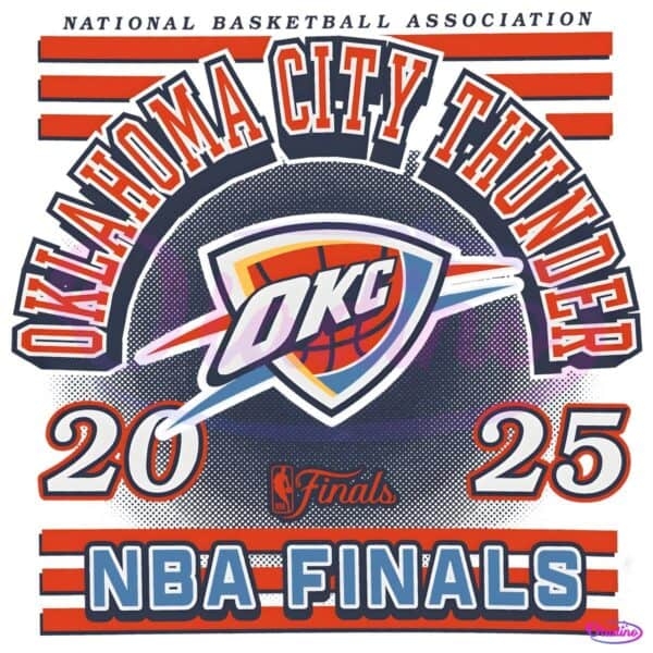 Oklahoma City Thunder 2025 Nba Finals Red White Blue Stripes Logo PNG