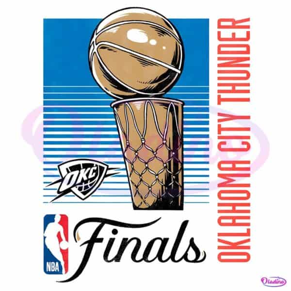 Oklahoma City Thunder 2025 Nba Finals Retro Trophy Art PNG
