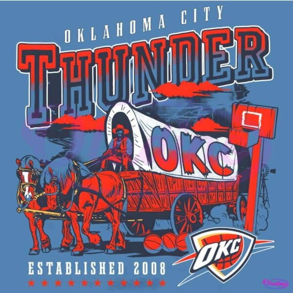 Oklahoma City Thunder Covered Wagon Western Style Basketball PNG