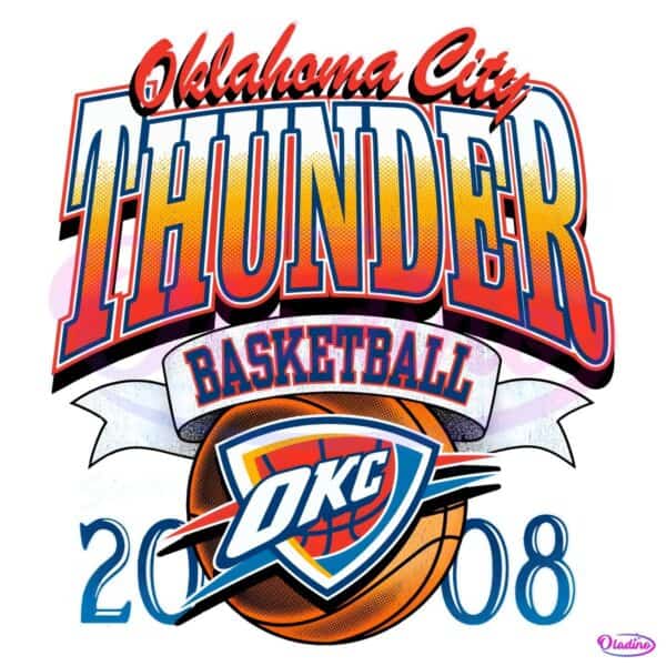 Oklahoma City Thunder Since 2008 Basketball Retro Logo PNG