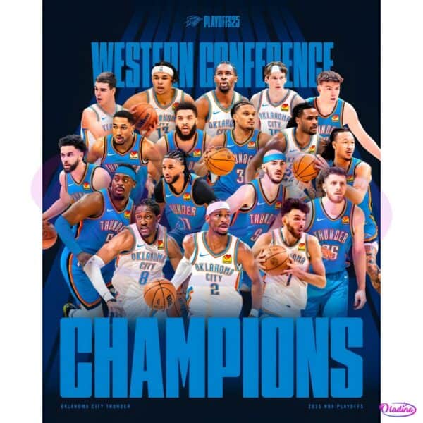 Oklahoma City Thunder Western Conference Champions 2025 Nba Playoffs PNG