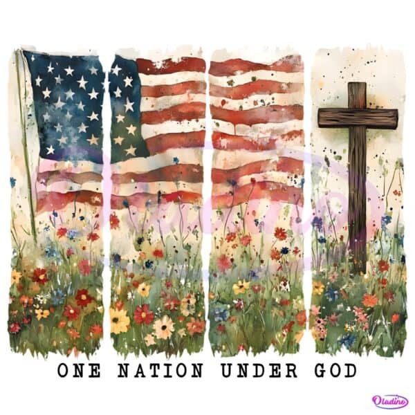 One Nation Under God America Christian Brushstroke PNG