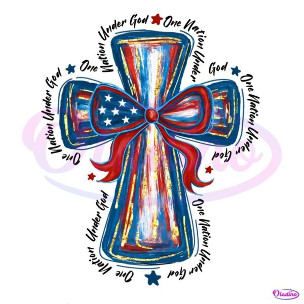 One Nation Under God Cross 4Th Of July Memorial Day PNG