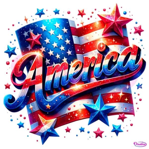 Patriotic America Flag Sublimation Design PNG