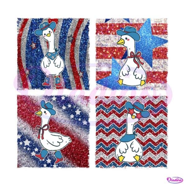 Patriotic Goose Funny 4Th Of July Usa Glitter PNG Sublimation Design