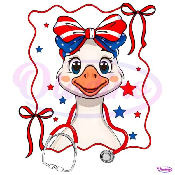 Patriotic Goose Nurse Stethoscope Coquette PNG