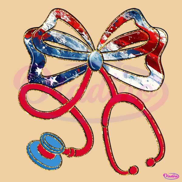 Patriotic Nurse Bow Stethoscope PNG