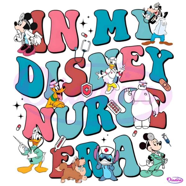 Personalized In My Disney Nurse Era Mickey Minnie PNG