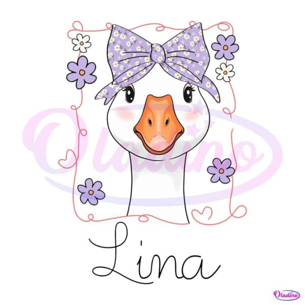 Personalized Name Boho Floral Goose Bow PNG