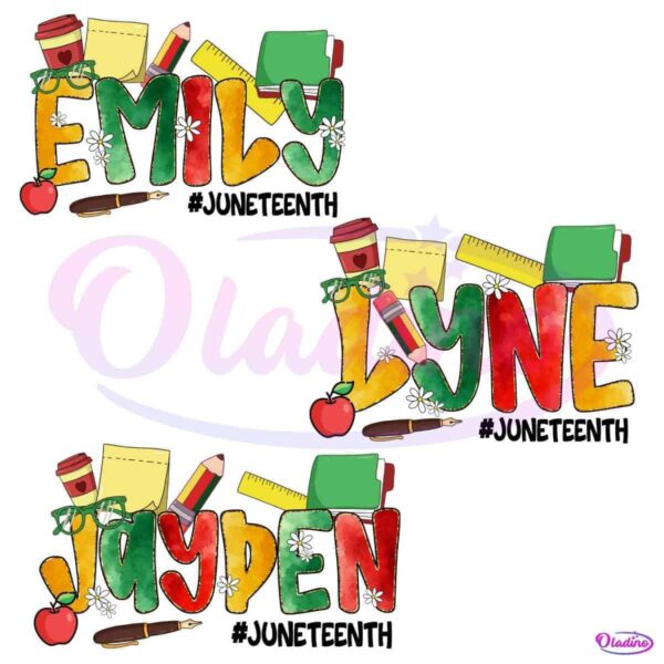 Personalized School Name Juneteenth Teacher PNG