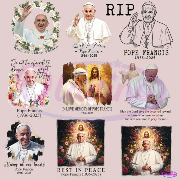 Pope Francis Tribute Rip Watercolor Catholic 1936 2025 PNG Bundle