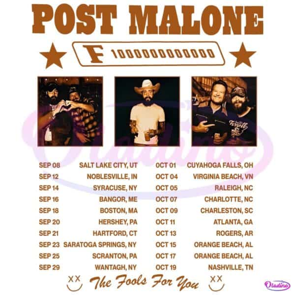 Post Malone F1 Trillion Tour 2025 PNG Sublimation