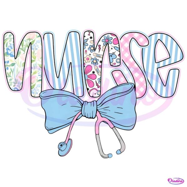 Preppy Nurse Floral Coquette Blue Stethoscope PNG