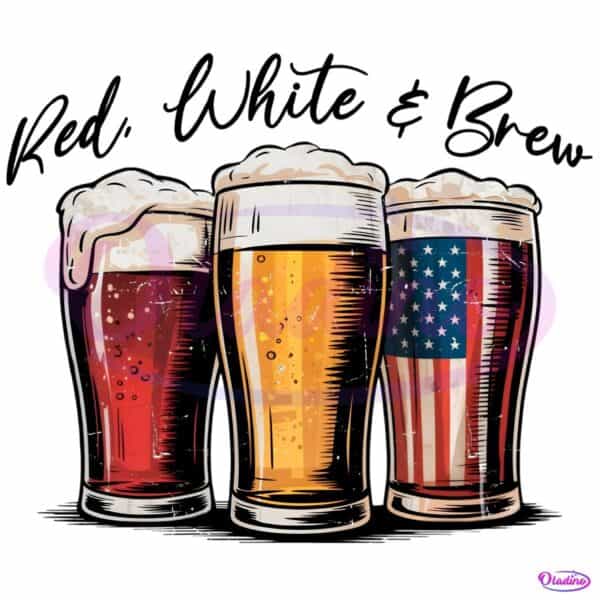 Red White And Brew Fourth Of July Beer PNG