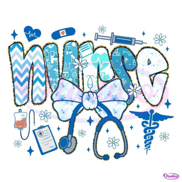 Register Nurse Life Blue Coquette Bow 2025 PNG