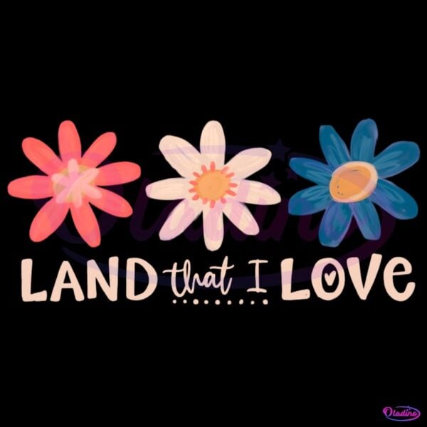Retro 4Th Of July Land That I Love Floral Usa PNG