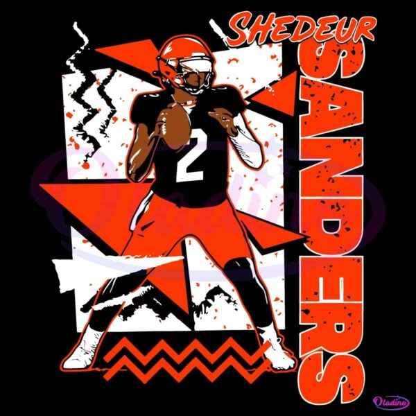 Retro 90S Shedeur Sanders Cleveland Browns Football SVG