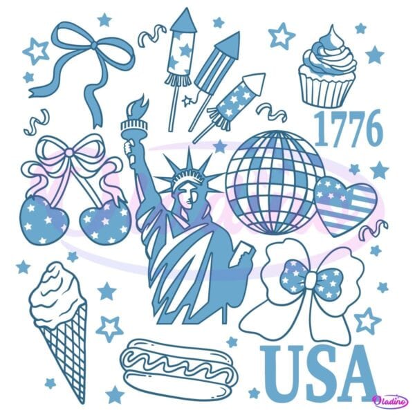Retro America Coquette Preppy 4Th Of July SVG