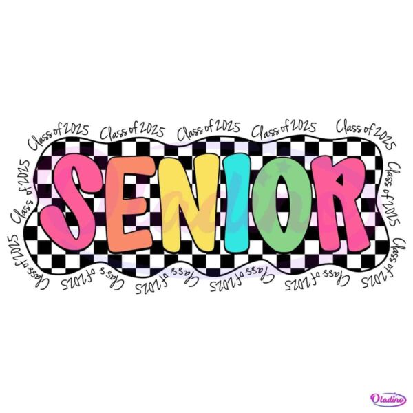 Retro Checkered Senior Class Of 2025 Graduation PNG