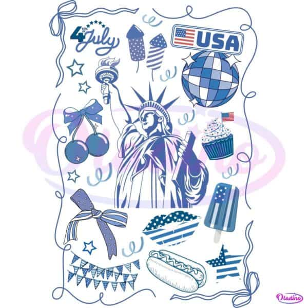 Retro Coquette Liberty Preppy 4Th Of July Vintage Usa PNG