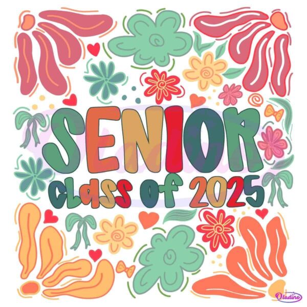 Retro Floral Graduation Senior 2025 Celebration Summer PNG