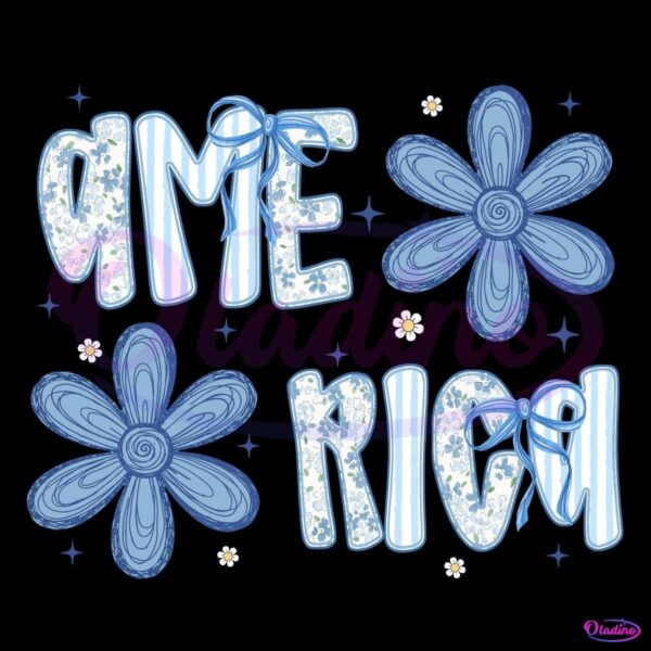 Retro Patriotic Bow America Floral 4Th Of July PNG