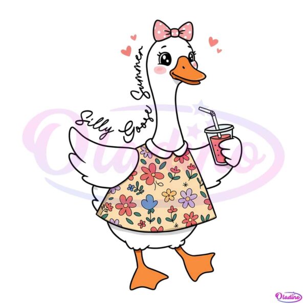Retro Summer Girly Silly Goose PNG