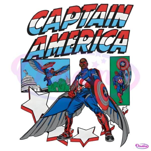 Retro Vintage Captain America Sam Wilson Marvel Comic Panel PNG