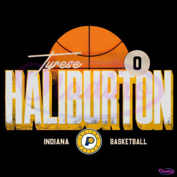 Retro Vintage Tyrese Haliburton Indiana Pacers Basketball Label PNG