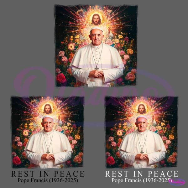Rip Pope Francis 1936 2025 Beautiful Floral Catholic Tribute PNG