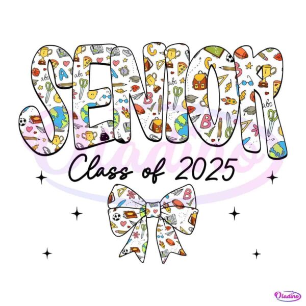 Senior Class Of 2025 Retro Coquette School Bow PNG