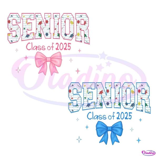 Senior Class Of 2025 School Supplies Coquette Bow PNG