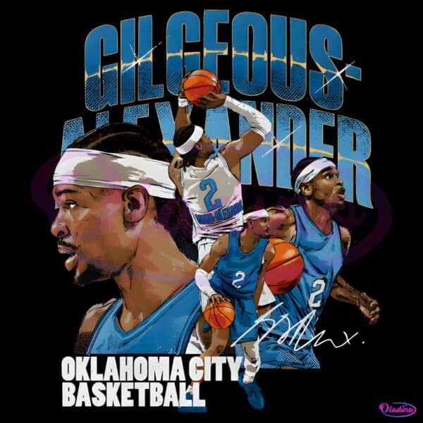 Shai Gilgeous Alexander Oklahoma City Basketball Collage PNG